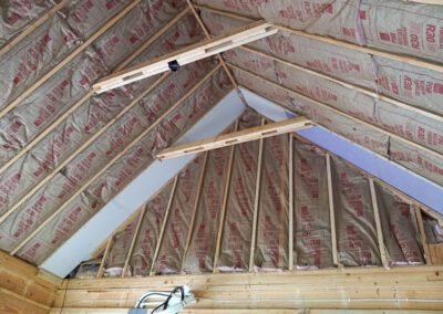pitched ceiling reinforced with cross beams