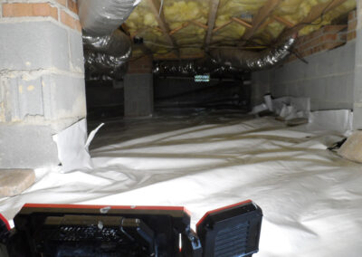 Crawl space repair with sagging ventilation plenum in Winston-Salem, NC