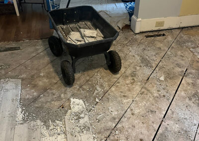 old flooring removal in three layers