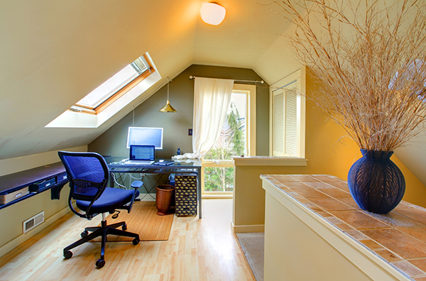 Attic construction finished and converted into a custom home office build